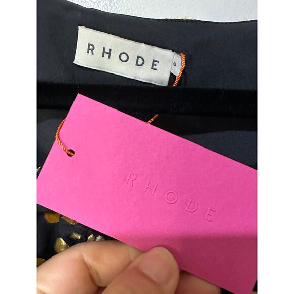 Rhode Resort Lana Top Size 0 XS NWT Dot Jacquard Print Puff Sleeves Tie Keyhole - Picture 3 of 13